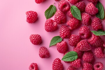 Macro shot of fresh, dew-covered raspberries with a soft-focus background. Raspberry banner. raspberry background.
