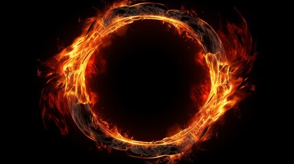 Fiery Circle of Flames with Intense Glow and Radiant Heat