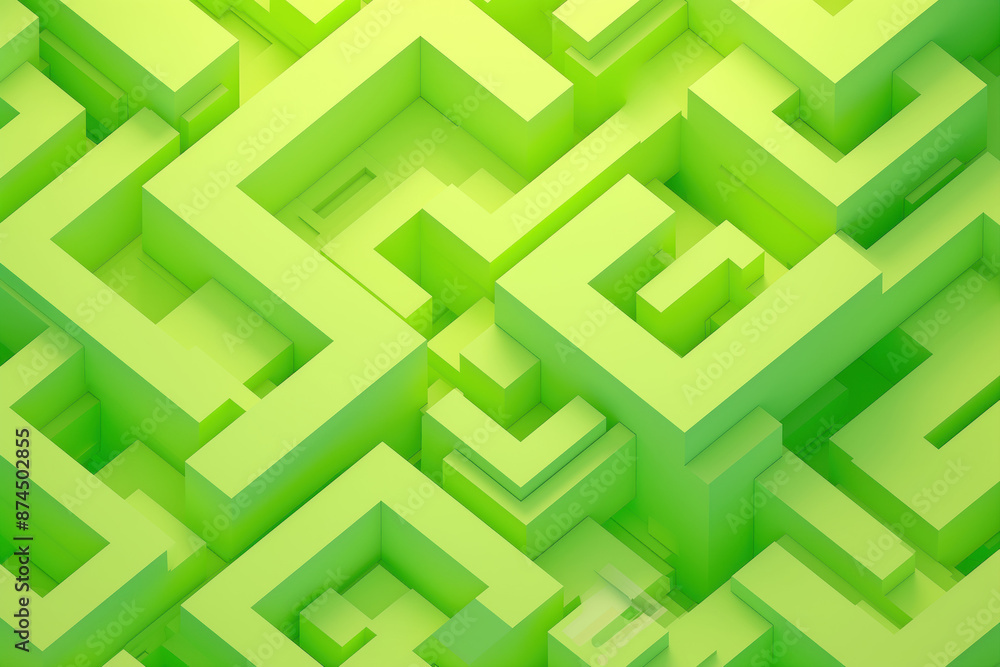 Aufkleber abstract green labyrinth with 3d effect, creating a sense of volume and depth.