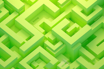 Fototapeta premium Abstract green labyrinth with 3D effect, creating a sense of volume and depth.