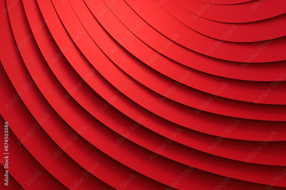 Poster geometric red background for business presentations with concentric red stripes and lines