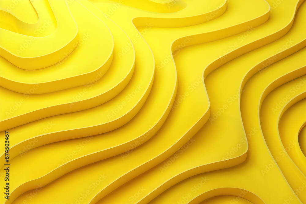 Poster dynamic yellow background with 3d waves and steps