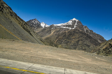 Naklejka premium View of mountains in the Andes mountain range near Portillo in summer
