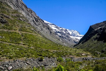 Andes mountain in summer with little snow
