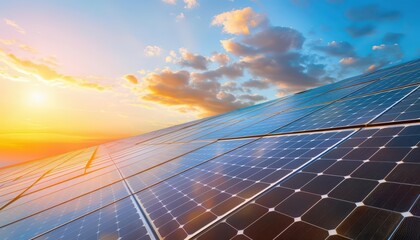 Solar panels on a rooftop capture the suns power, showcasing renewable energy solutions with copy space