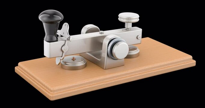 Ancient telegraph animation. 3D rendering isolated on transparent background