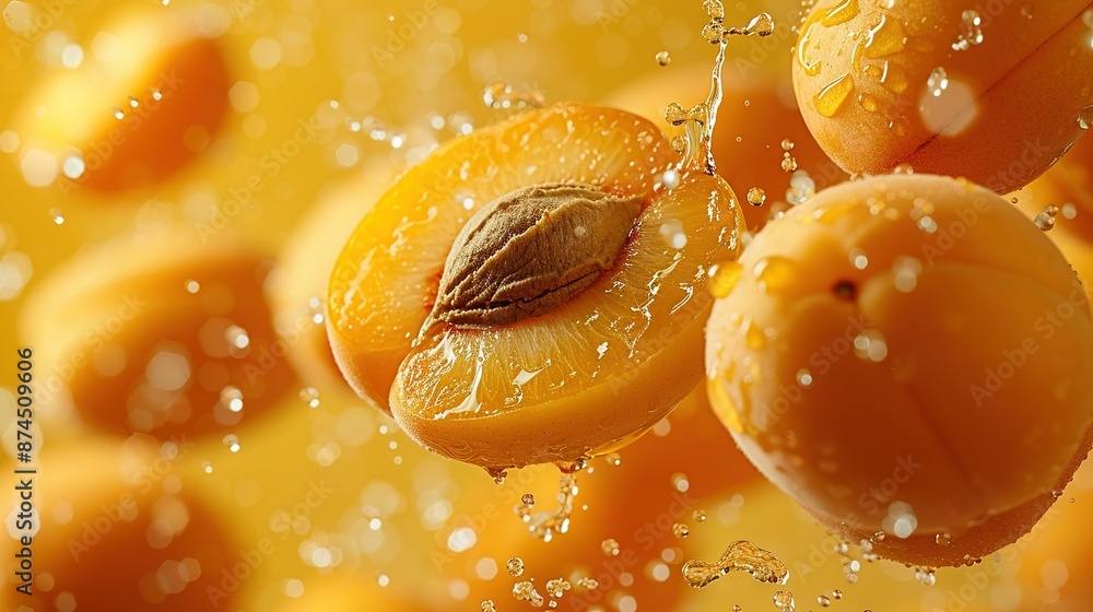 Poster a close-up of several oranges with water droplets on them and a leaf resting atop one