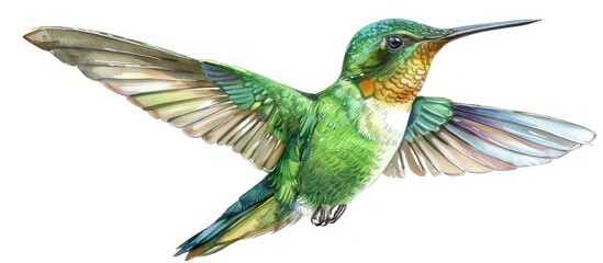 Obraz premium A Watercolor Hummingbird in Flight