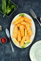 Fish finger or stick or nuggets