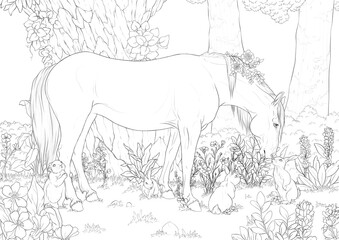 Malbuch Pferd und Hase A4 