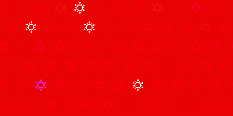 Dark red vector background with covid-19 symbols.
