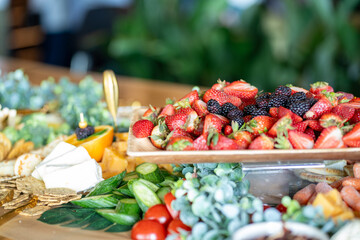 A table filled with various appetizer food 
