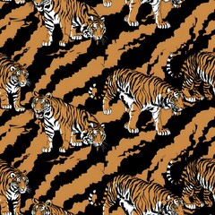 Obraz premium Detailed Tiger Grid Design for Fashion and Home Accessories