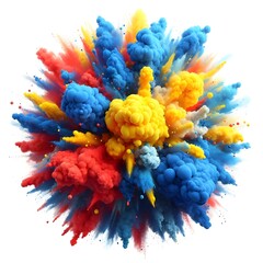 Obraz premium Blue, yellow, and red colour explosion isolated on white background
