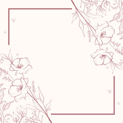 Floral banner with leaves and branches. For wedding invitations, postcards, posters, labels of cosmetics and perfumes, packaging paper.