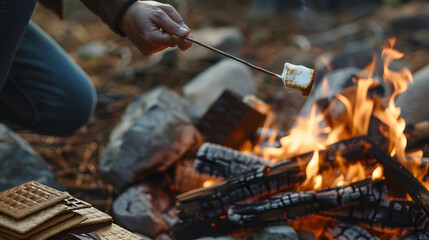 Fototapeta premium Roasting marshmallows