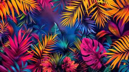 Vibrant Tropical Background with Bold Colors