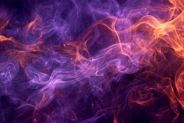 Obraz premium Colorful swirls of smoke in shades of purple and orange on a dark background. The abstract shapes and flowing lines create a dynamic and mesmerizing visual effect.
