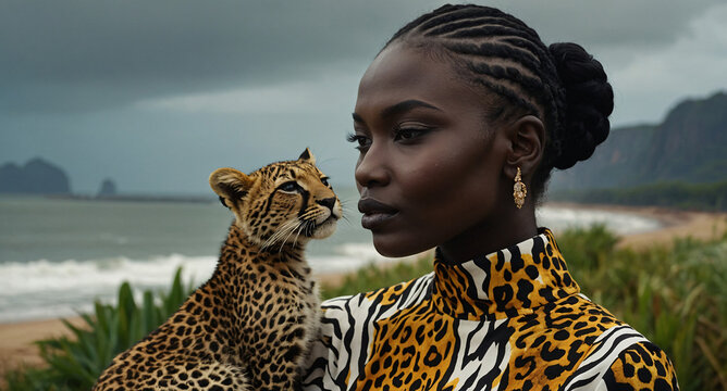 The model smiles brightly and is ready. Majestic Liger Named Zita stunning natural atmosphere, -2