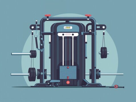 Cable machine, versatile gym equipment, flat design illustration