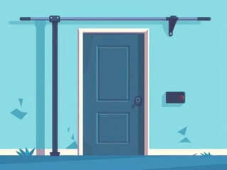 Pullup bar, doorway installation, flat design illustration