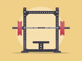 Squat rack, home gym essential, flat design illustration