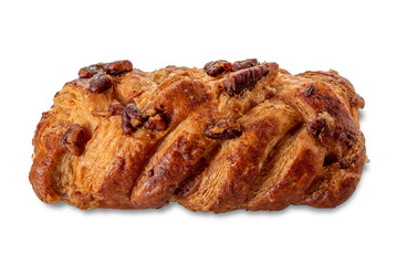 Braided bun with whole pecans isolated