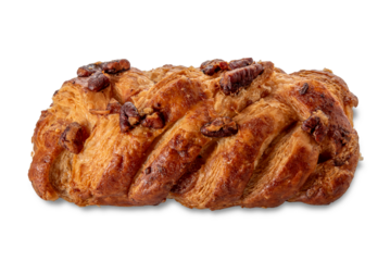 Braided bun with whole pecans isolated