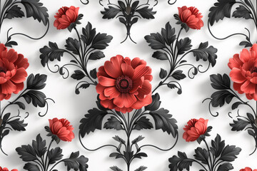 Background Illustration of seamless abstract black ornate floral vine pattern, 
