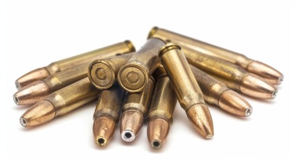 2-1-2018 Lake Forest CA: Remington 22 Long Rifle Brass Plated Hollow Point bullet package and shells isolated on white. Most Popular 22 Long Rifle ammunition. 