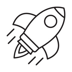 Rocket icon. Simple outline rocket sign. Rocket launched icon.