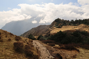 Landscape on the way back from the Mount Everest view point above Namche Bazaar, Bazar, Mount Everest Base Camp Trek, EBC, Nepal