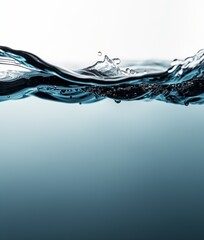Dynamic Water Wave Close-Up on a Tranquil Blue Background, Nature and Aquatic