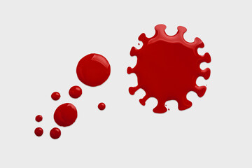 Creative background with blood drops. Minimal Coronavirus outbreak. Pandemic concept.