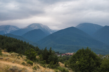View of Pirin and Bansko at dusk, Bulgaria