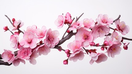 Pink cherry blossom in spring. Beautiful blossoming pink sakura flowers on branches.