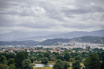 Obraz premium View of Blagoevgrad in Bulgaria and the surrounding mountains