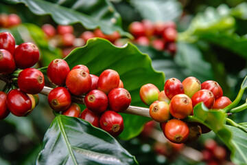 Obraz premium A bunch of red berries hanging from a tree