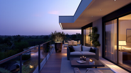 Obraz premium テラス ベランダ リビング おしゃれ デザイン インテリア 背景 コピースペース