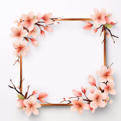 Elegant square floral frame for wedding invitation and card design, floral background, floral wreath, flower frame