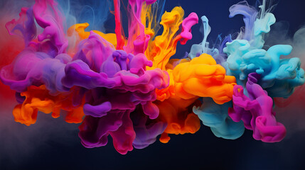 Fototapeta premium Holi color explosion smoke effect on dark background, colorful abstract background, color burst background image