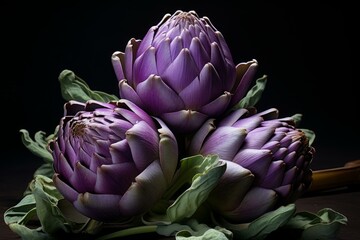 Obraz premium Exotic Tasty purple artichoke. Health meal. Generate Ai