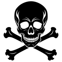 Minimalist Skull and Crossbones Vector Silhouette