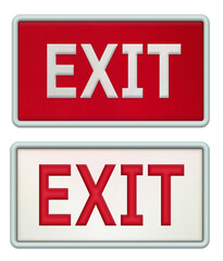 赤色と白色をベースにした出口の看板のセット