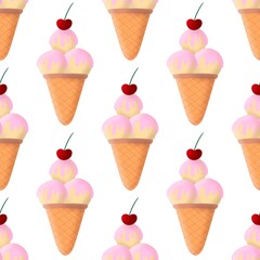 Summer cartoon print seamless ice cream pattern for wrapping paper and fabrics