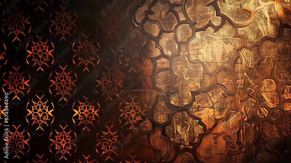 Poster a wall with a pattern of circles and squares