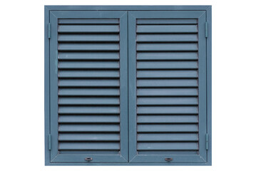 Minimalist Architectural Detail Closeup Of Modern Blue Louvered Shutter
