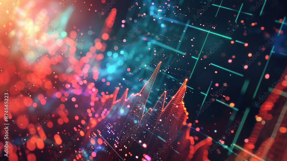 Poster a colorful, abstract image with a lot of dots and lines