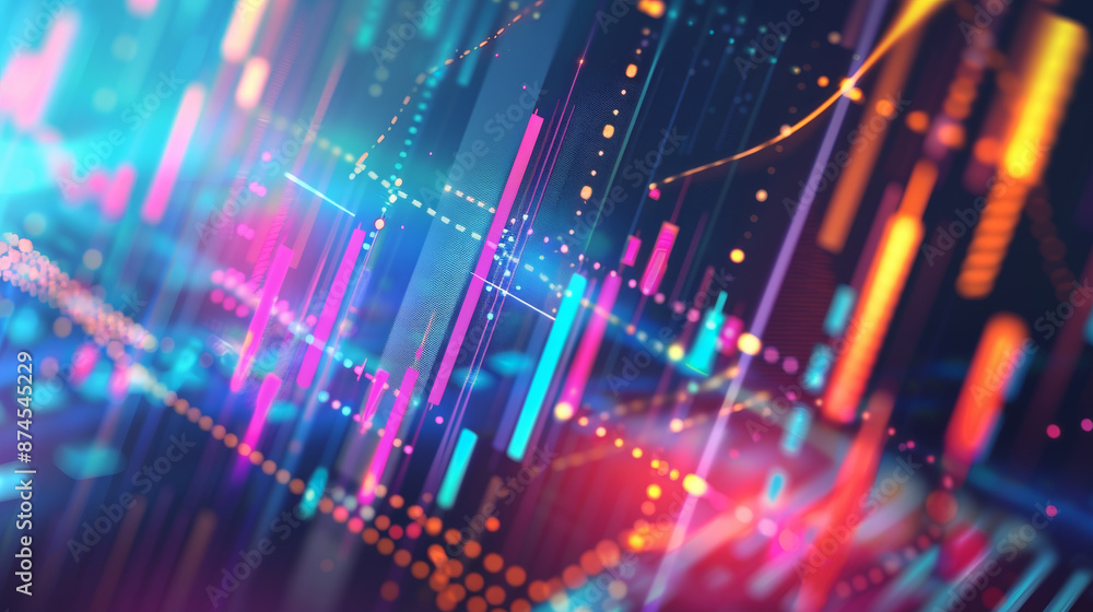 Poster a colorful image of a graph with many different colored lines