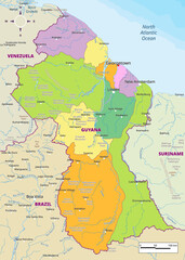 Obraz premium Detailed political map of Guyana